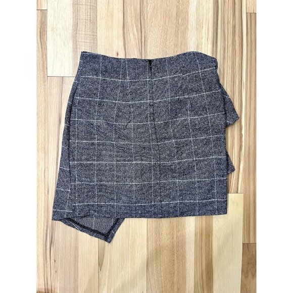 Leith Nordstrom Side Tie Wrap Skirt Windowpane Plaid Gray XS - Picture 4 of 4